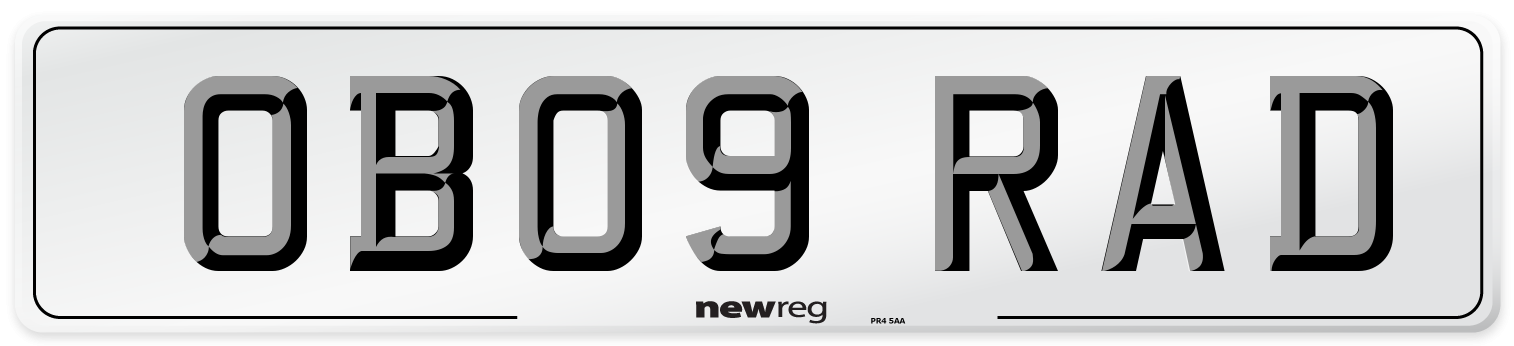 OB09 RAD Number Plate from New Reg